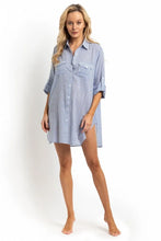 Load image into Gallery viewer, Sunseeker SS91845 Summer Stripe Button Through Shirt Blue
